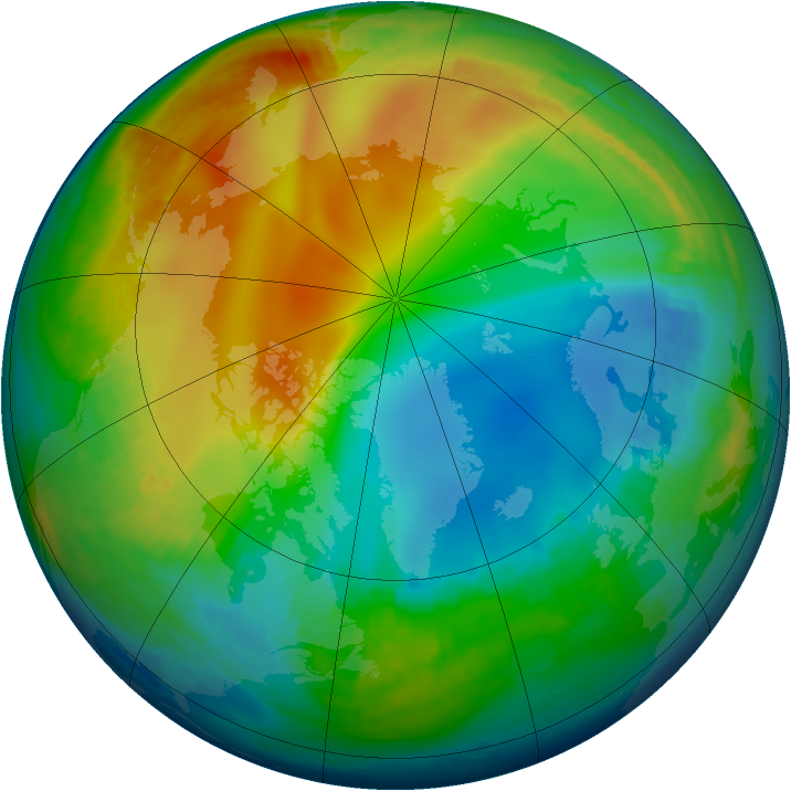 Arctic ozone map for 22 December 1997